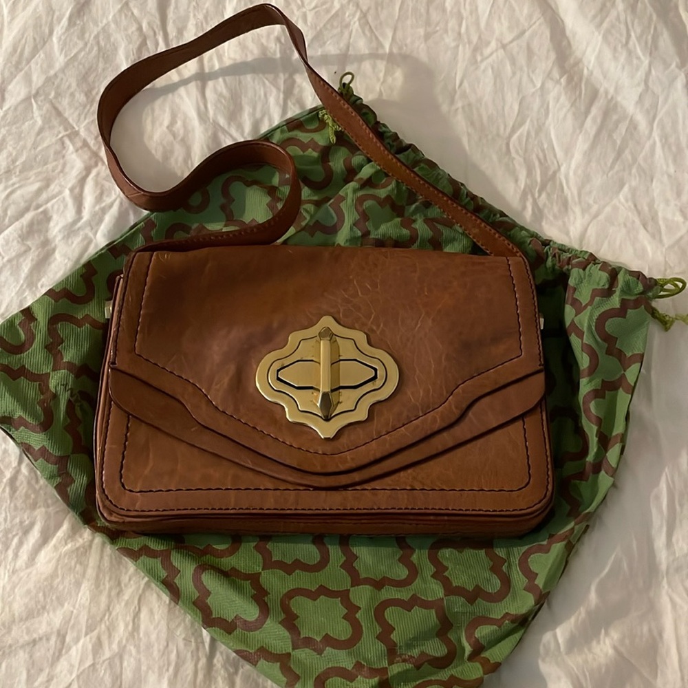 Cognac Brown Leather Shoulder Bag